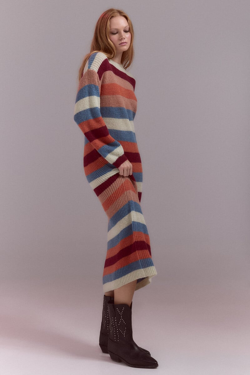 Pedro Del Hierro Vestido Punto Rayas