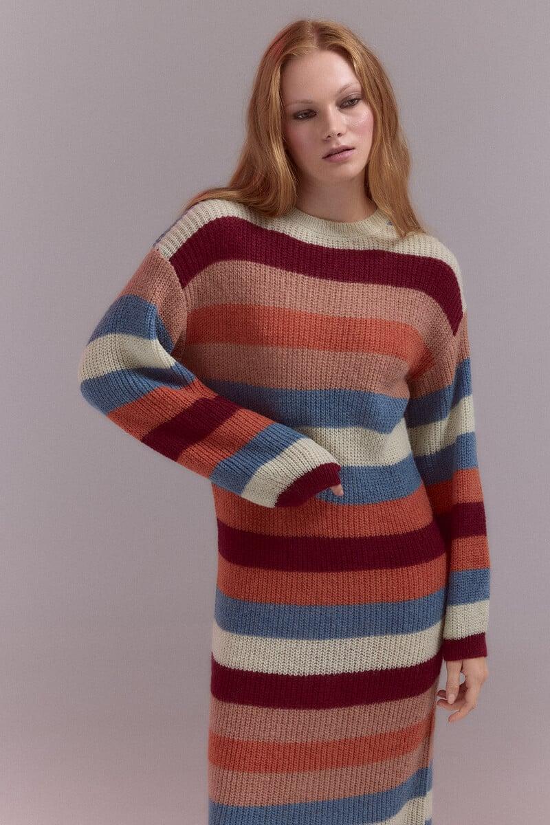 Pedro Del Hierro Vestido Punto Rayas