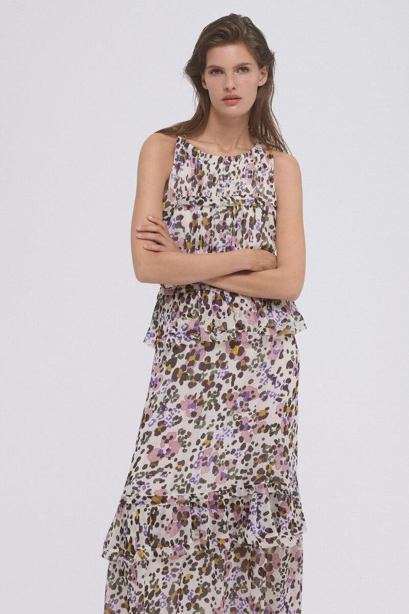 pedro del hierro Vestido volantes estampado