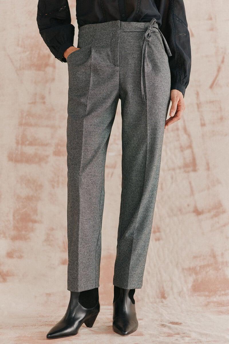 pedro del hierro Piedad. Pantalón de cuadros con lazada