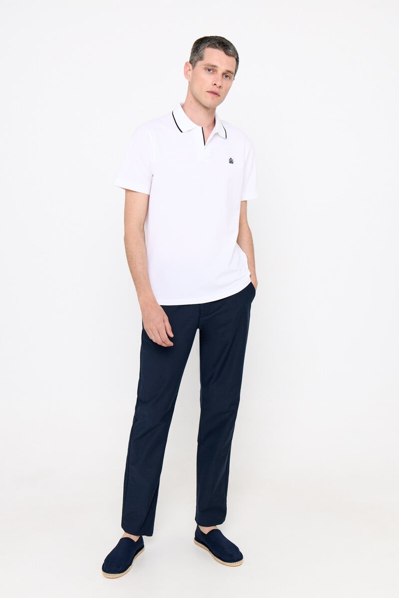 Pedro Del Hierro Polo De Cuello Abierto Con Contrastes