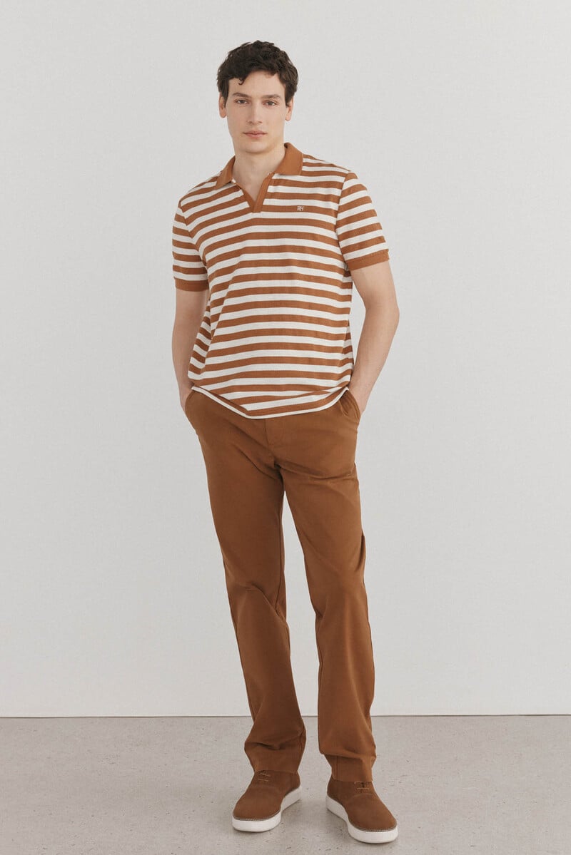 Pedro Del Hierro Polo Rayas Estructura Cuello Abierto