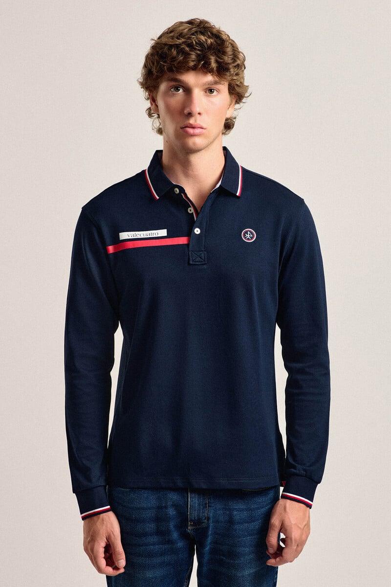 Pedro Del Hierro Polo Valecuatro De Hombre Azul Marino Modelo Bandera
