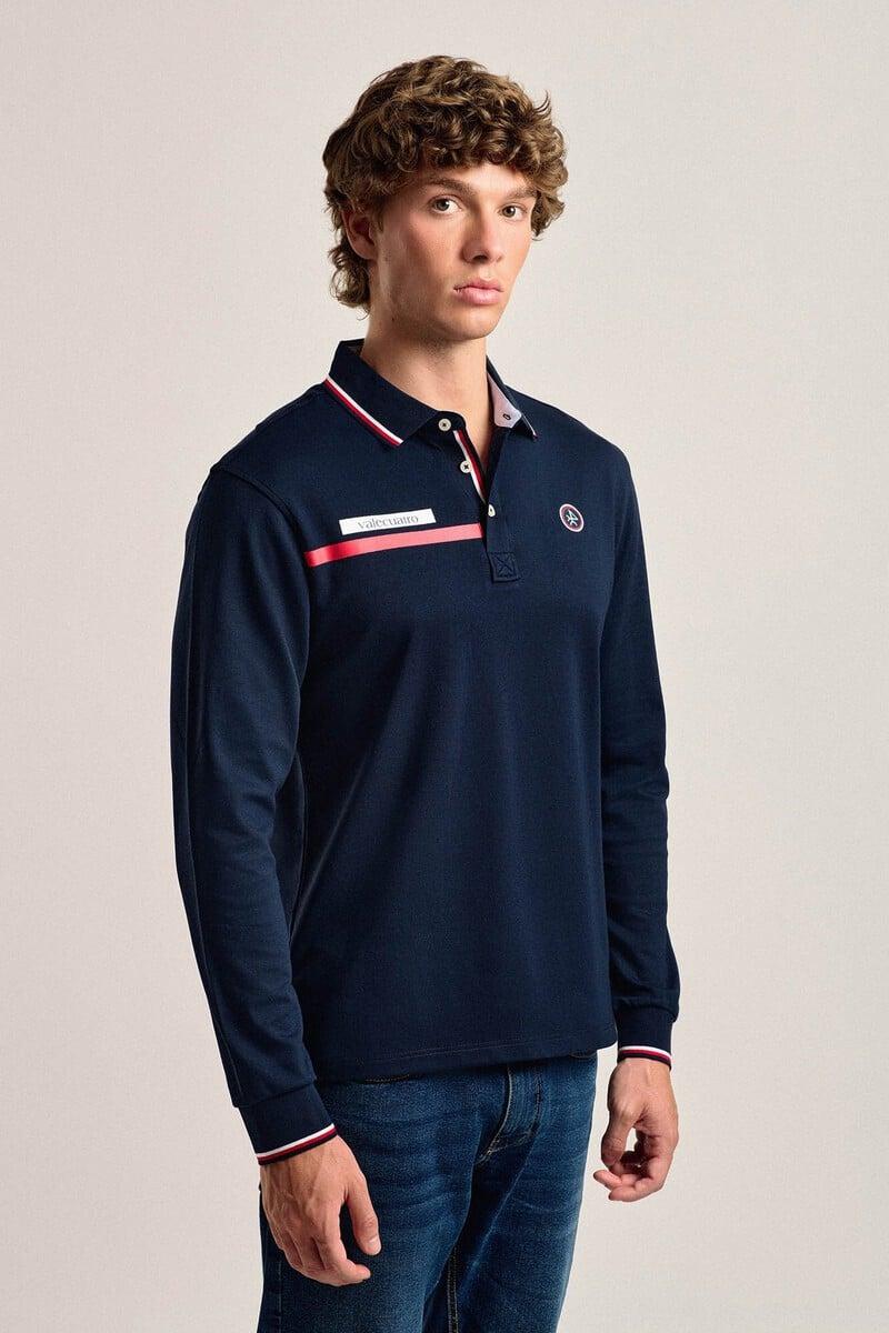 Pedro Del Hierro Polo Valecuatro De Hombre Azul Marino Modelo Bandera