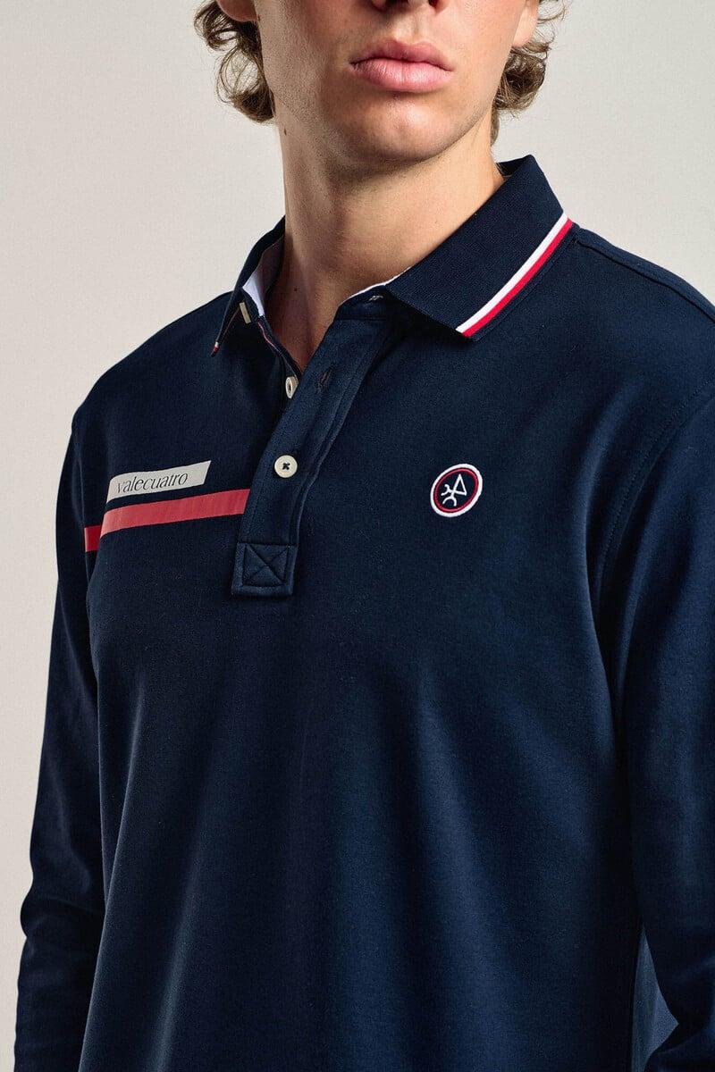 Pedro Del Hierro Polo Valecuatro De Hombre Azul Marino Modelo Bandera