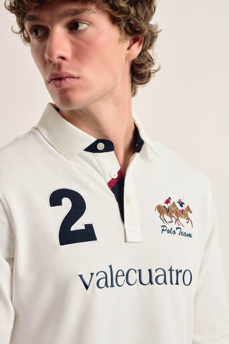 Pedro Del Hierro Polo Valecuatro De Hombre Blanco Roto Modelo Caballos