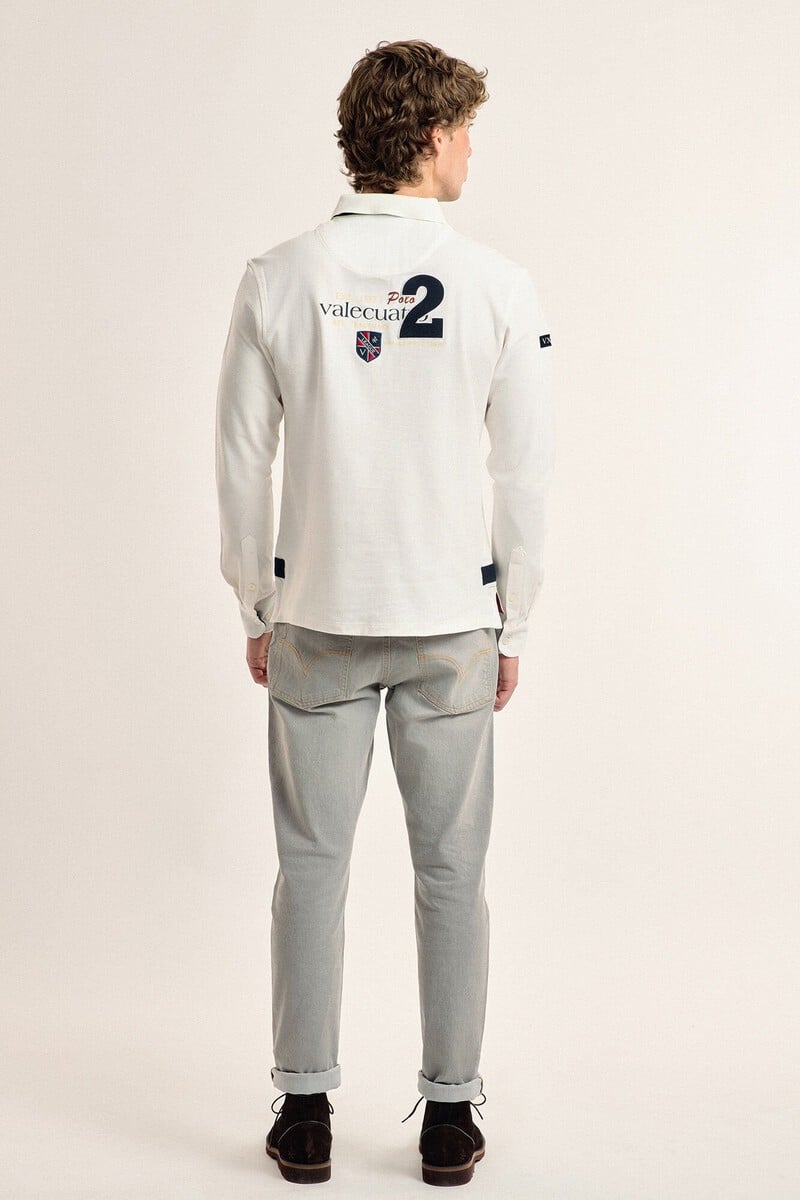 Pedro Del Hierro Polo Valecuatro De Hombre Blanco Roto Modelo Caballos