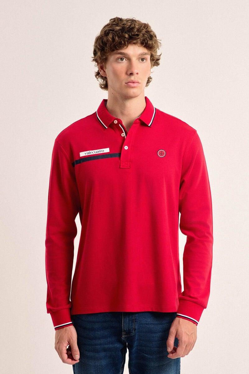 pedro del hierro Polo Valecuatro de hombre rojo modelo bandera