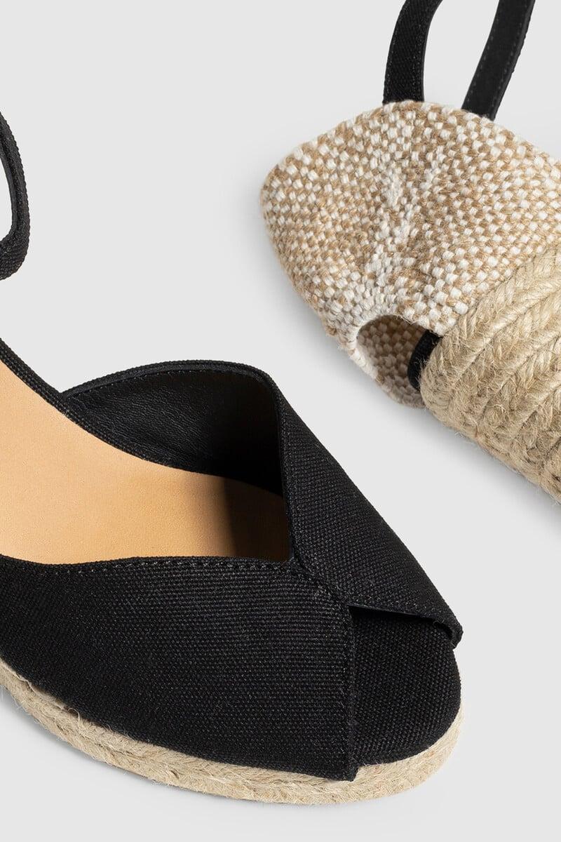 Pedro Del Hierro Sandalia Bianca Con Cuña Elaborada En Lona