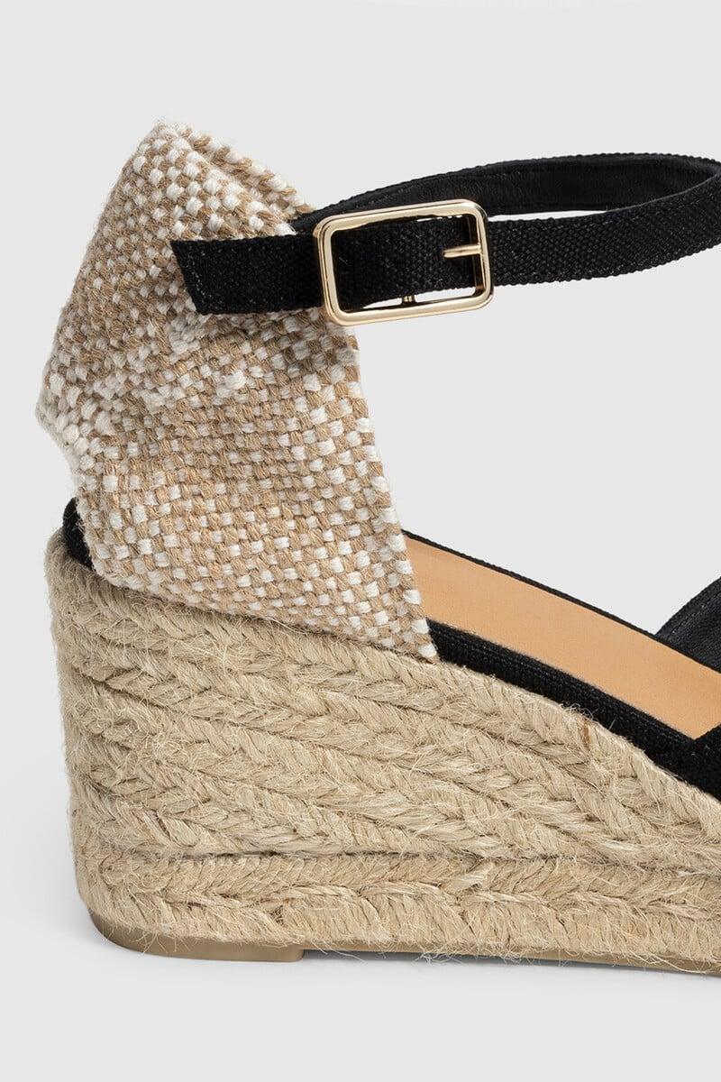 Pedro Del Hierro Sandalia Bianca Con Cuña Elaborada En Lona