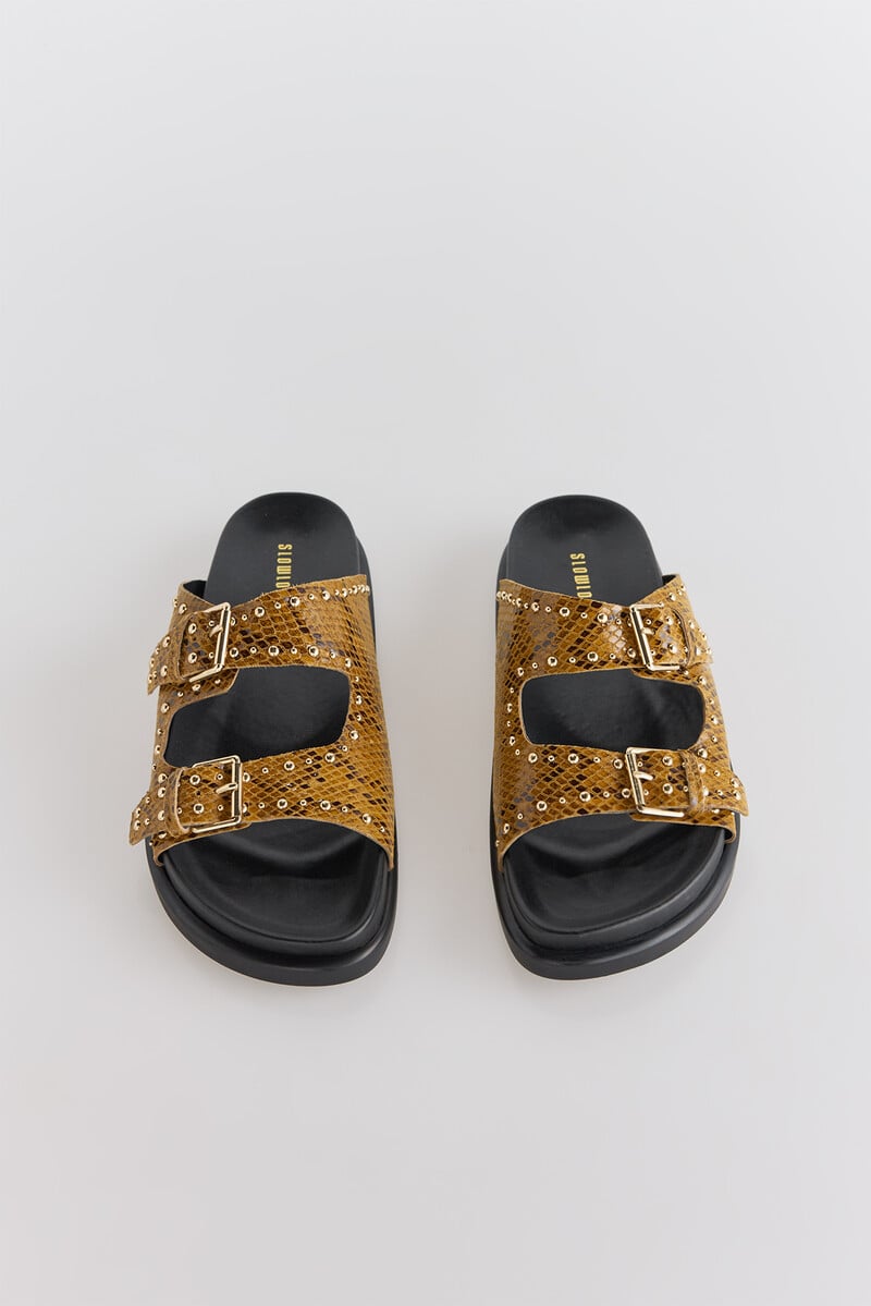 pedro del hierro Sandalia de piel estampado serpiente