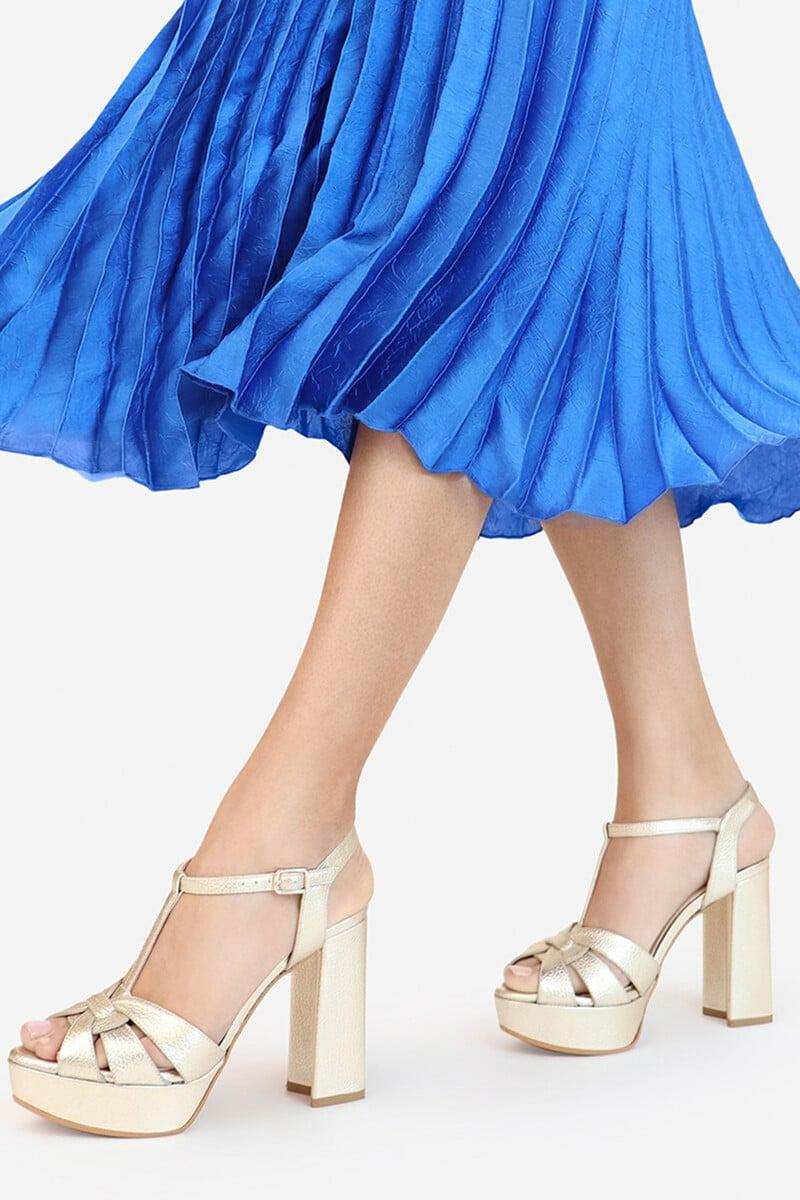 Pedro Del Hierro Sandalias Con Plataforma En Piel Dorada