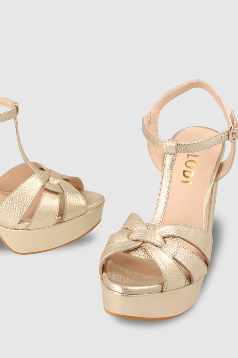 Pedro Del Hierro Sandalias Con Plataforma En Piel Dorada