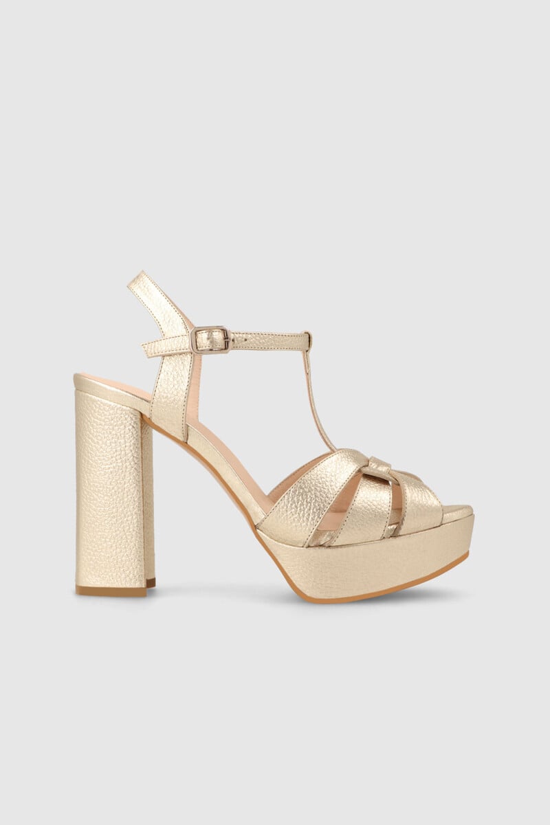 pedro del hierro Sandalias con plataforma en piel dorada