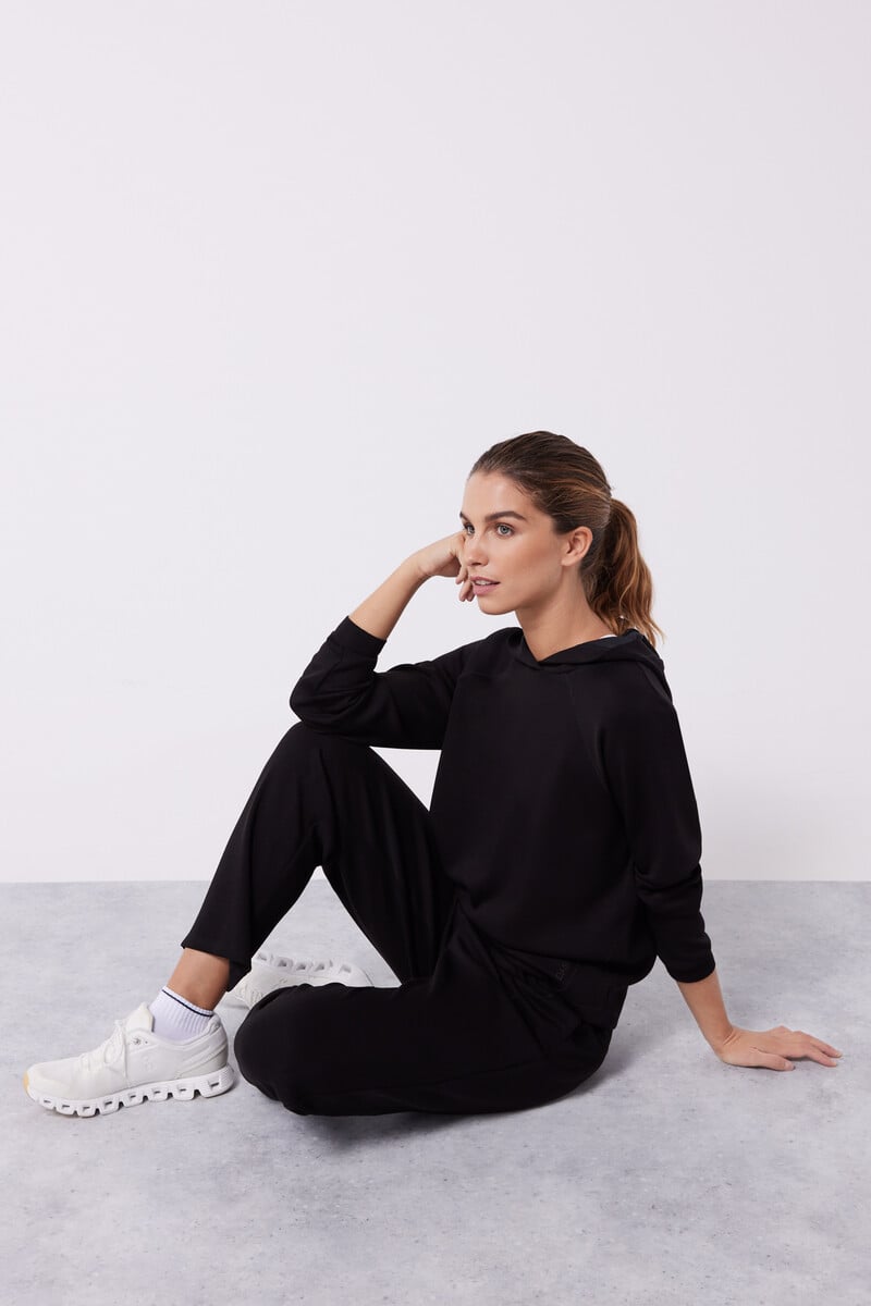 pedro del hierro Sudadera capucha tacto suave negro