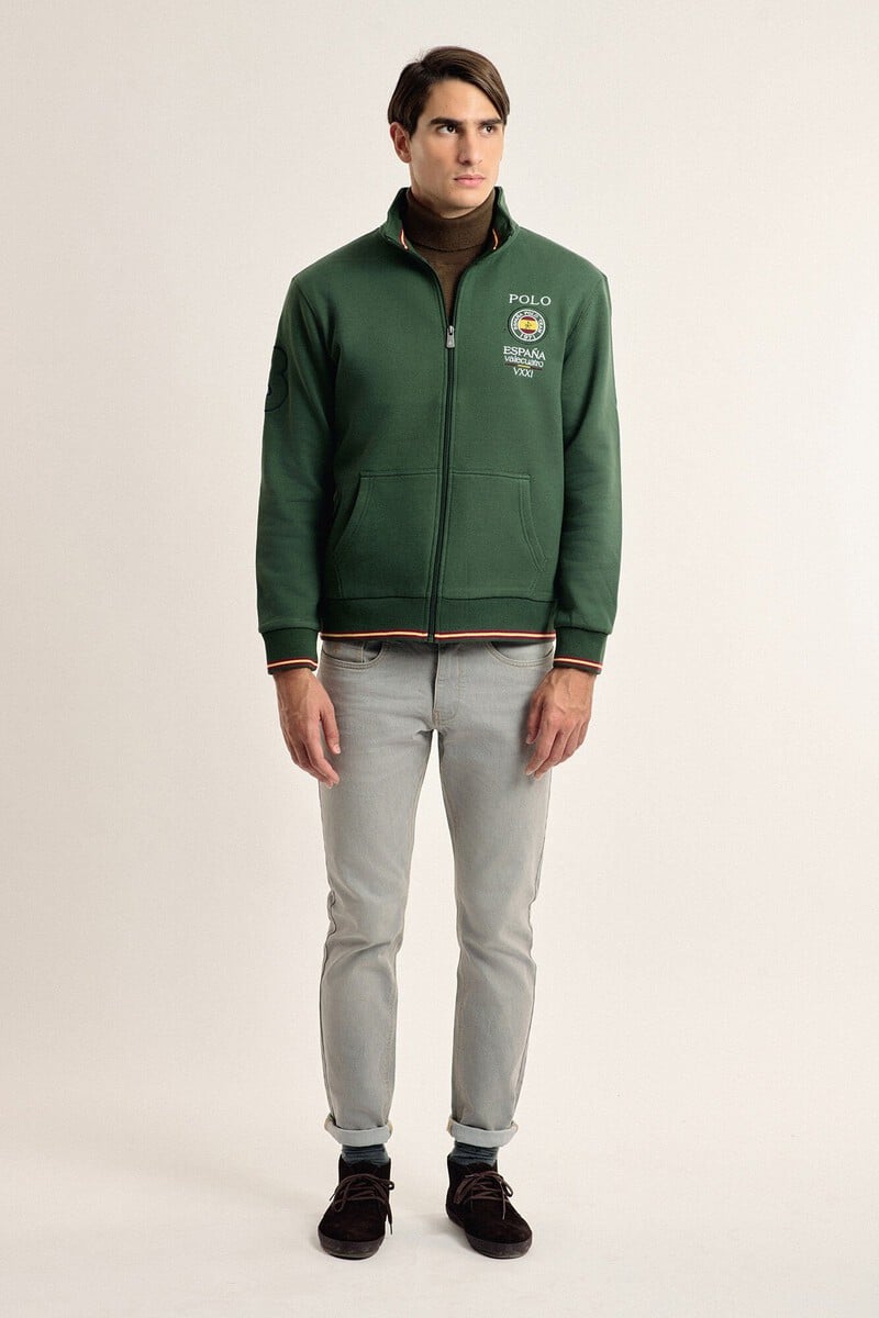 Pedro Del Hierro Sudadera Cremallera Valecuatro Verde Escudo España