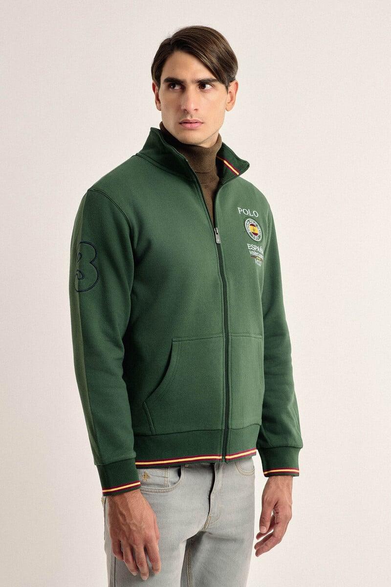 pedro del hierro Sudadera cremallera Valecuatro verde escudo España