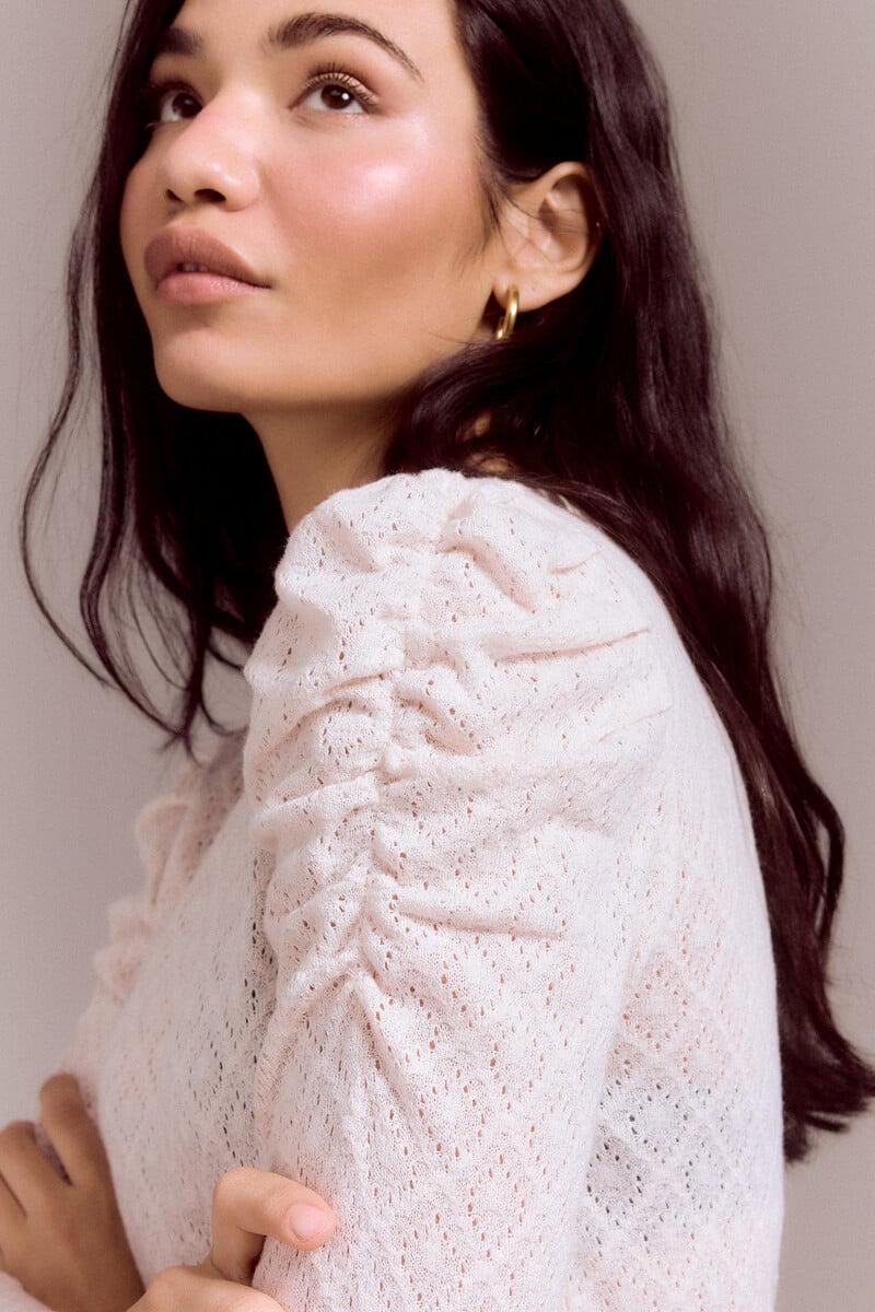 Pedro Del Hierro Top De Estructura Con Manga Abullonada