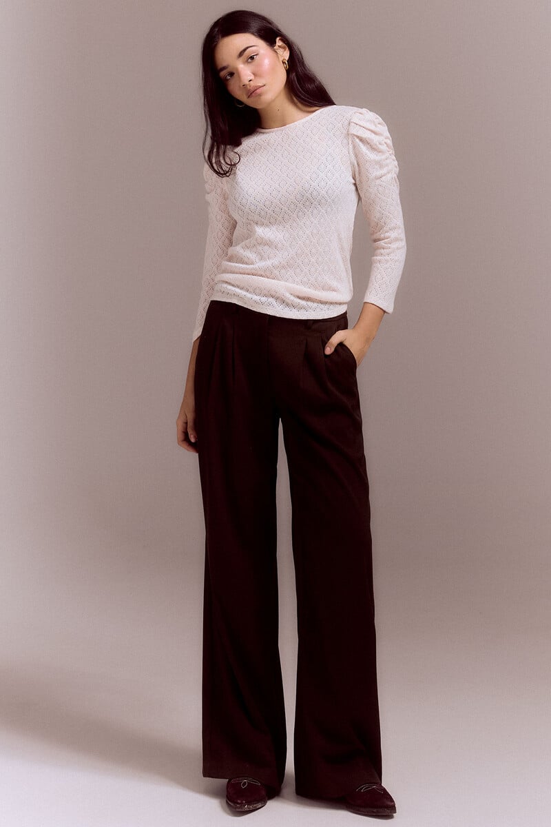 Pedro Del Hierro Top De Estructura Con Manga Abullonada