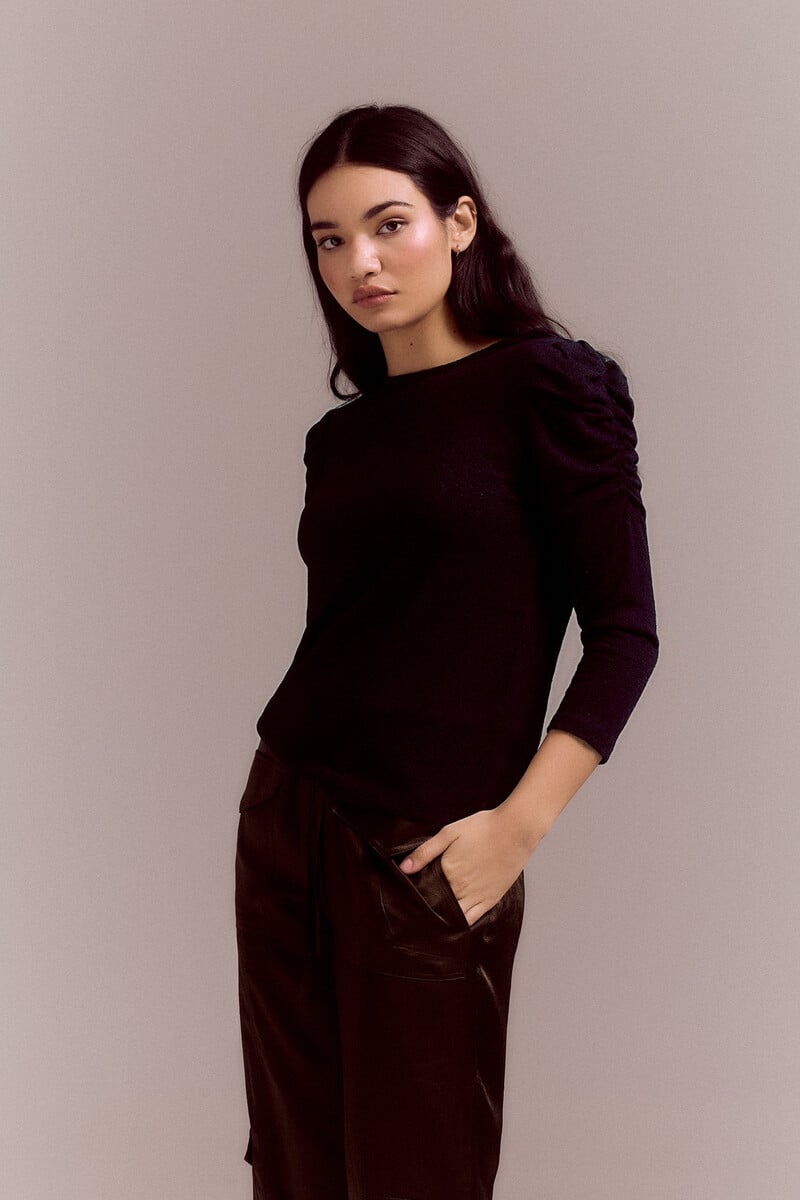 Pedro Del Hierro Top De Estructura Con Manga Abullonada