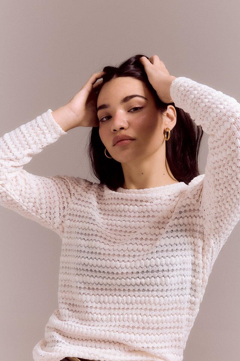 Pedro Del Hierro Top De Punto Estructura Con Manga Abullonada