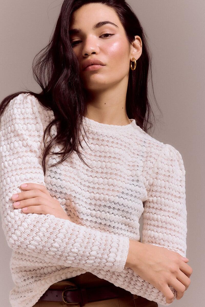 Pedro Del Hierro Top De Punto Estructura Con Manga Abullonada