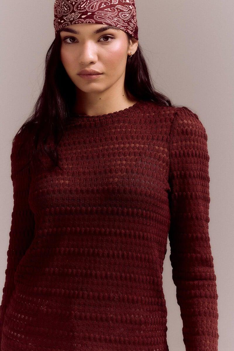 Pedro Del Hierro Top De Punto Estructura Con Manga Abullonada