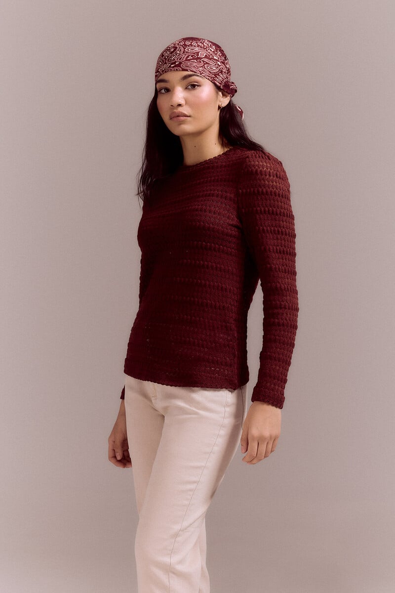 Pedro Del Hierro Top De Punto Estructura Con Manga Abullonada