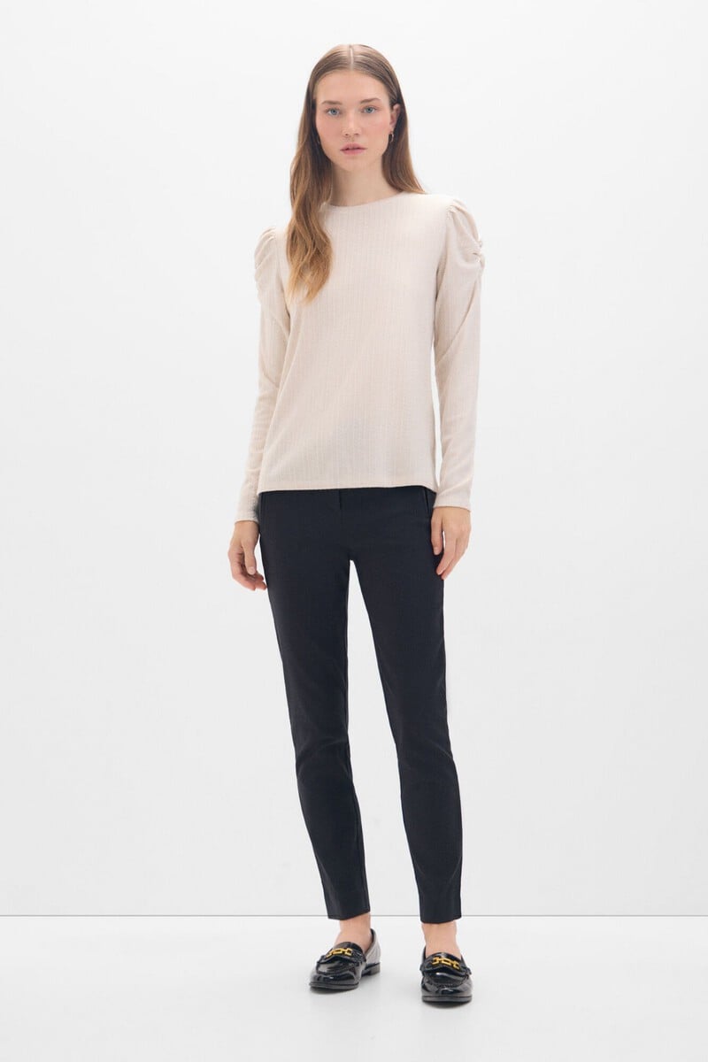 Pedro Del Hierro Top Estructura Elástica Con Manga Abullonada