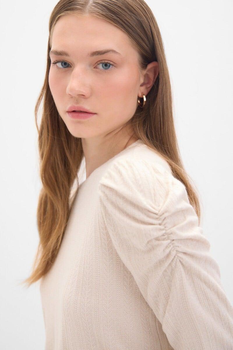 Pedro Del Hierro Top Estructura Elástica Con Manga Abullonada