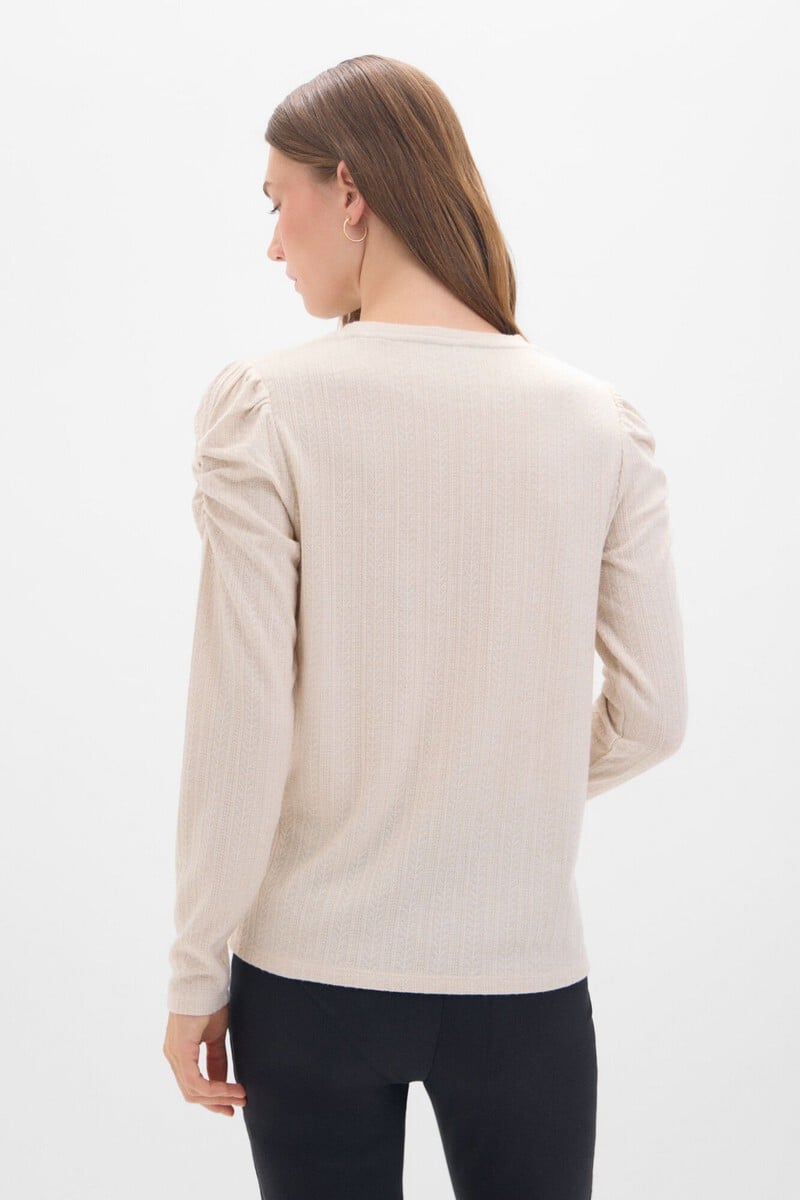 Pedro Del Hierro Top Estructura Elástica Con Manga Abullonada