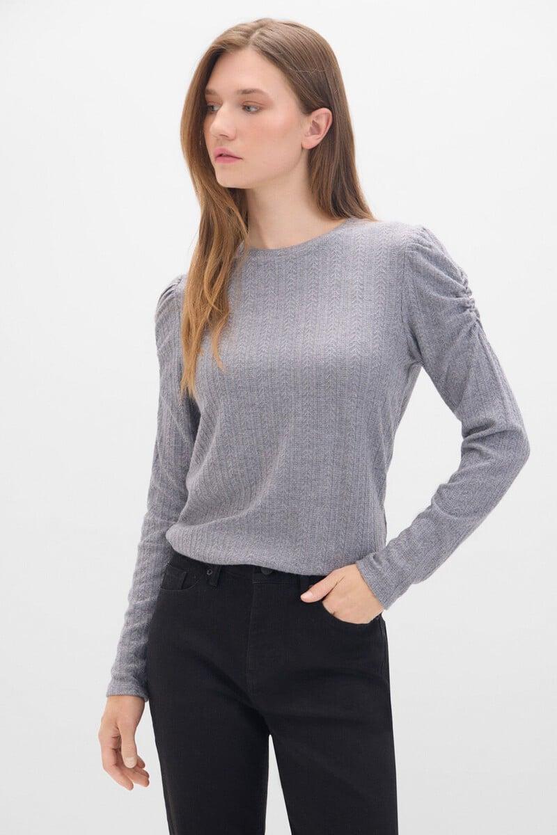 Pedro Del Hierro Top Estructura Elástica Con Manga Abullonada