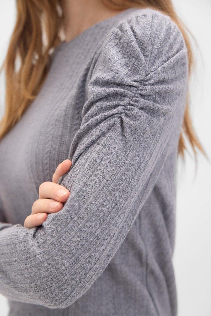 Pedro Del Hierro Top Estructura Elástica Con Manga Abullonada