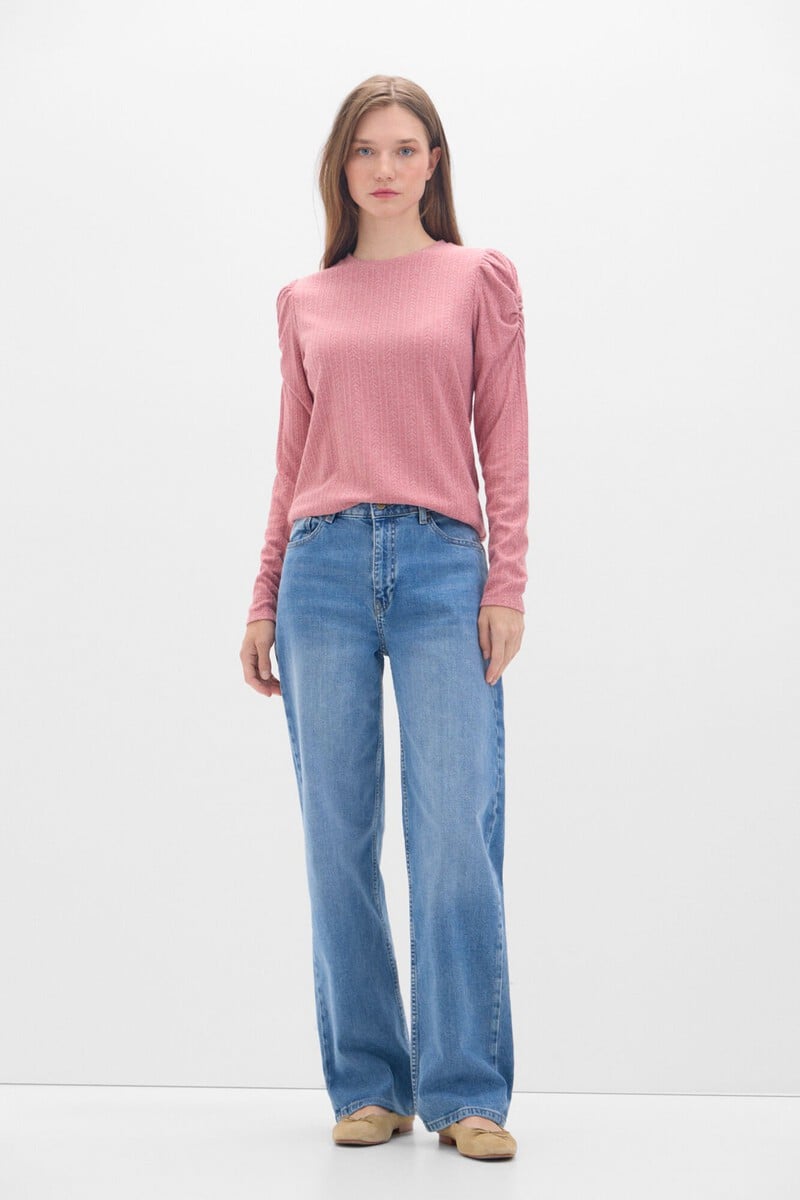 Pedro Del Hierro Top Estructura Elástica Con Manga Abullonada