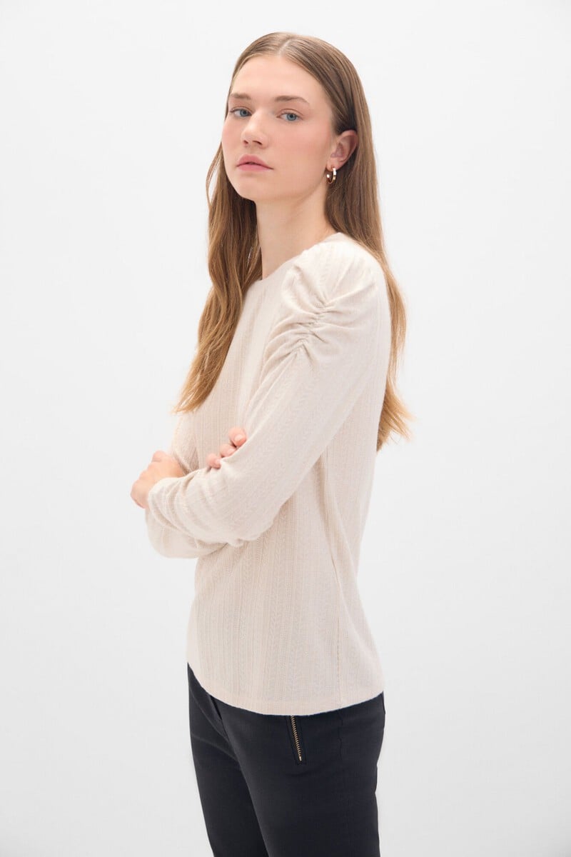 pedro del hierro Top estructura elástica con manga abullonada