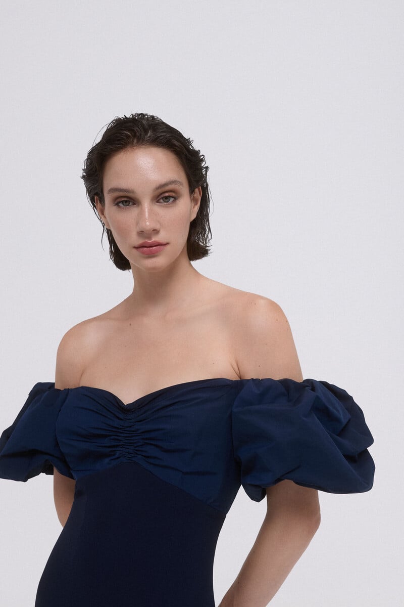 Pedro Del Hierro Vestido Ajustado Con Mangas Abullonadas