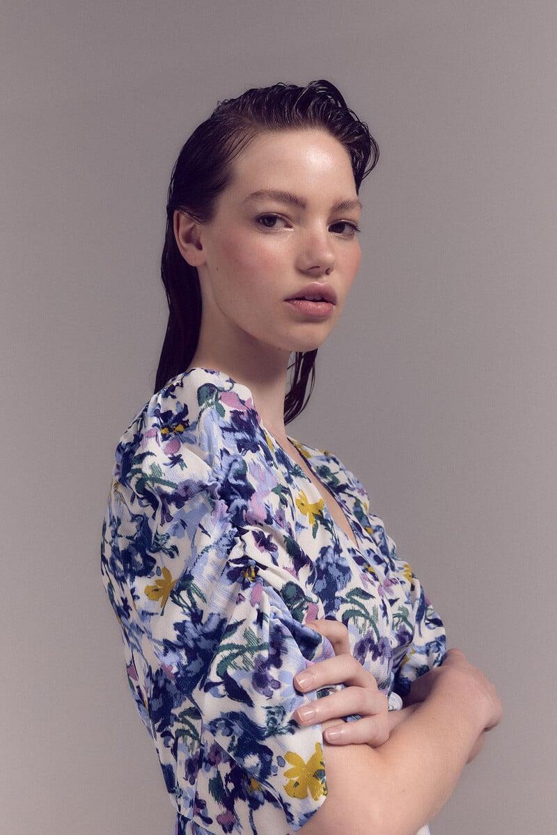 Pedro Del Hierro Vestido Estampado Detalle Fruncido