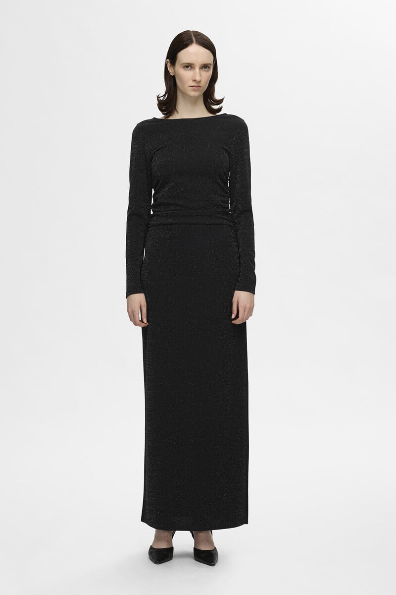 pedro del hierro Vestido largo con brillo y escote barco