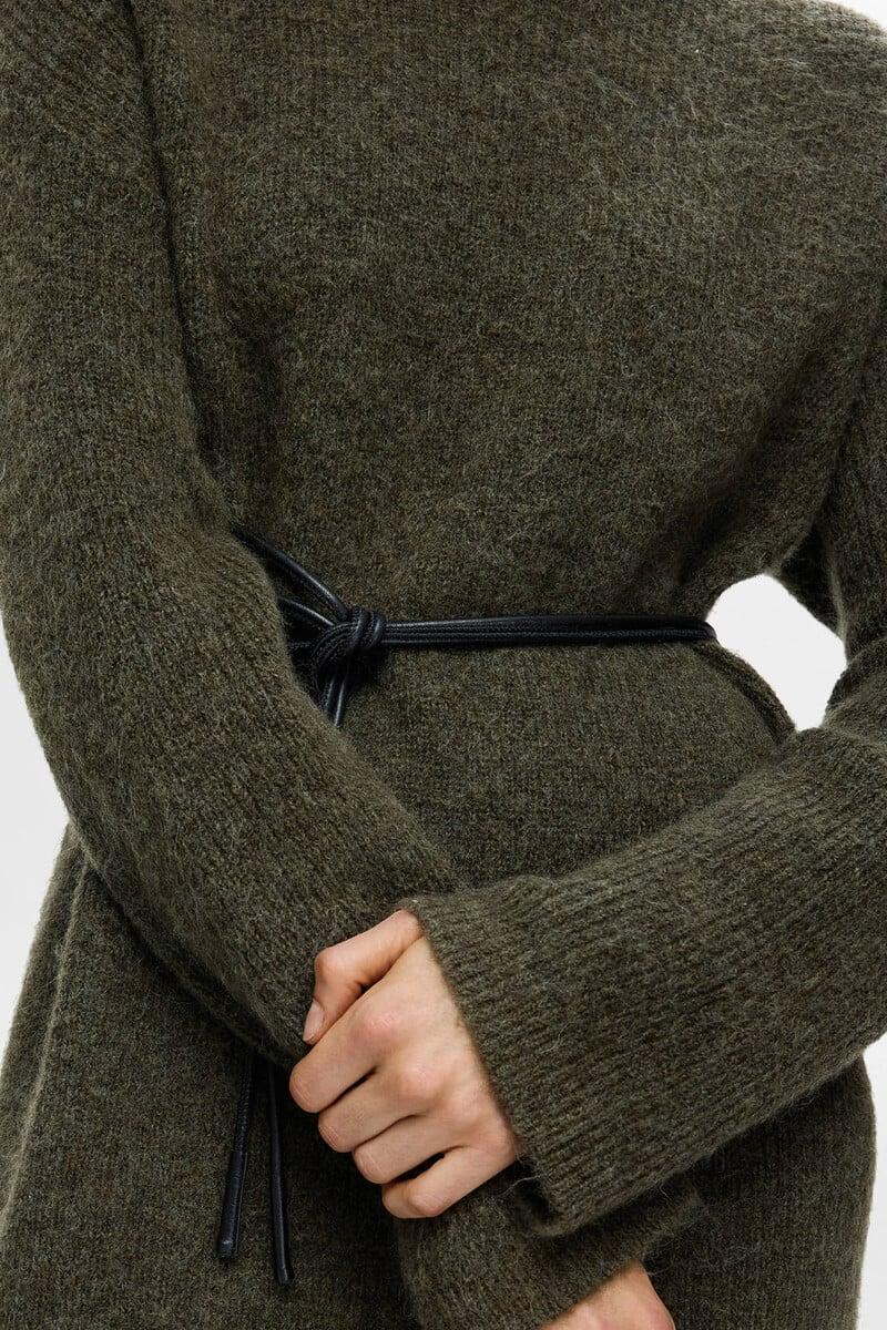 Pedro Del Hierro Vestido Midi De Cuello Alto Confeccionado Con Lana Merino