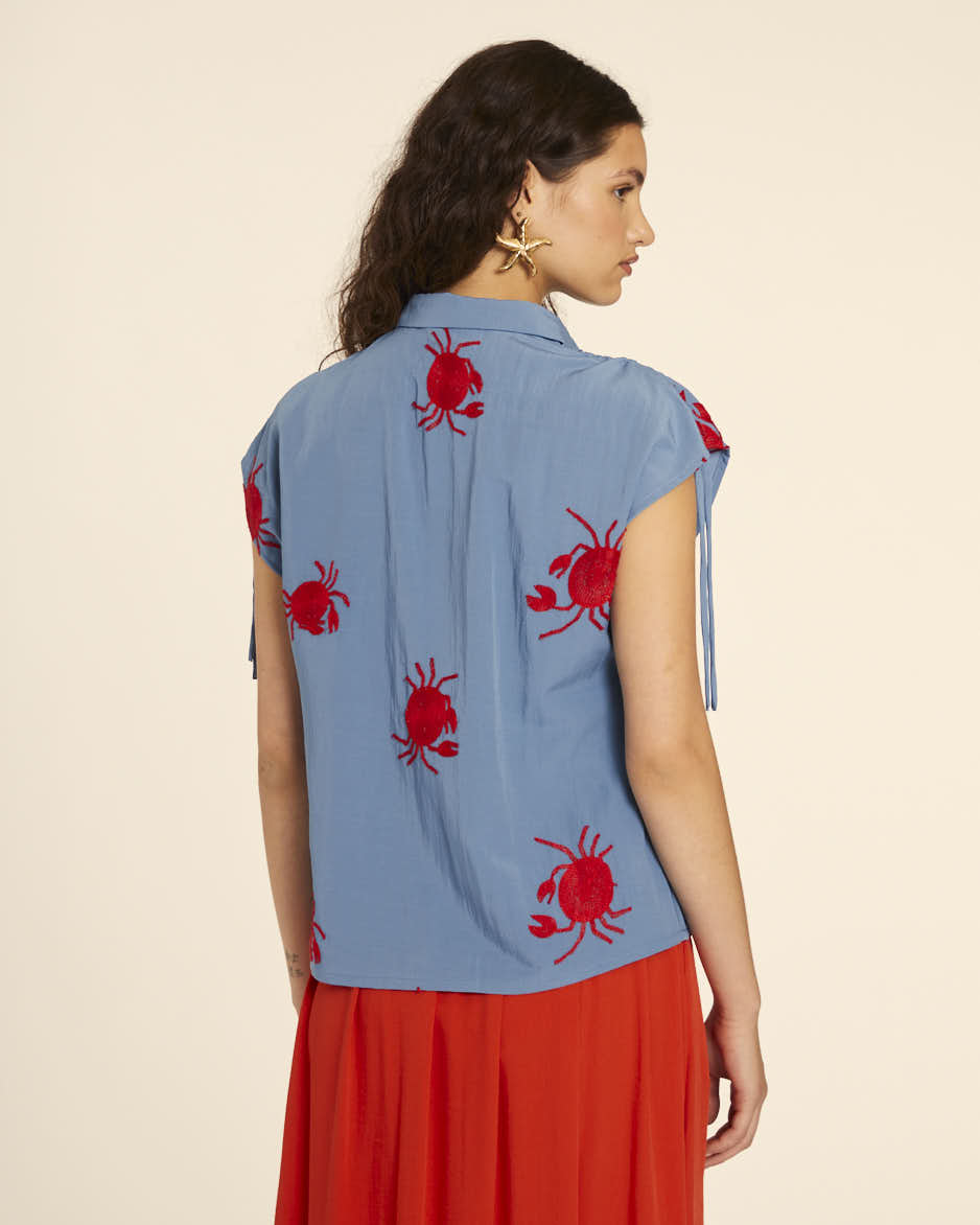 Pepaloves CAMISA BORDADO CANGREJOS AZUL