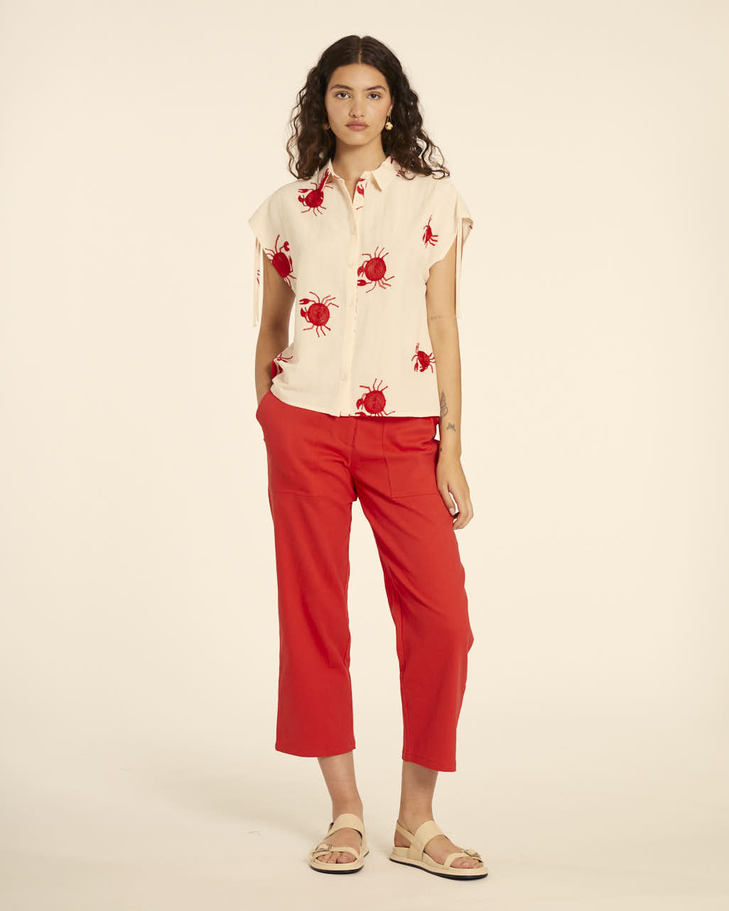 Pepaloves CAMISA BORDADO CANGREJOS CREMA