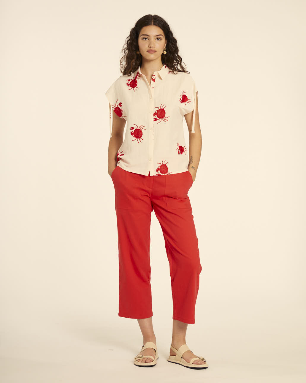 Pepaloves CAMISA BORDADO CANGREJOS CREMA