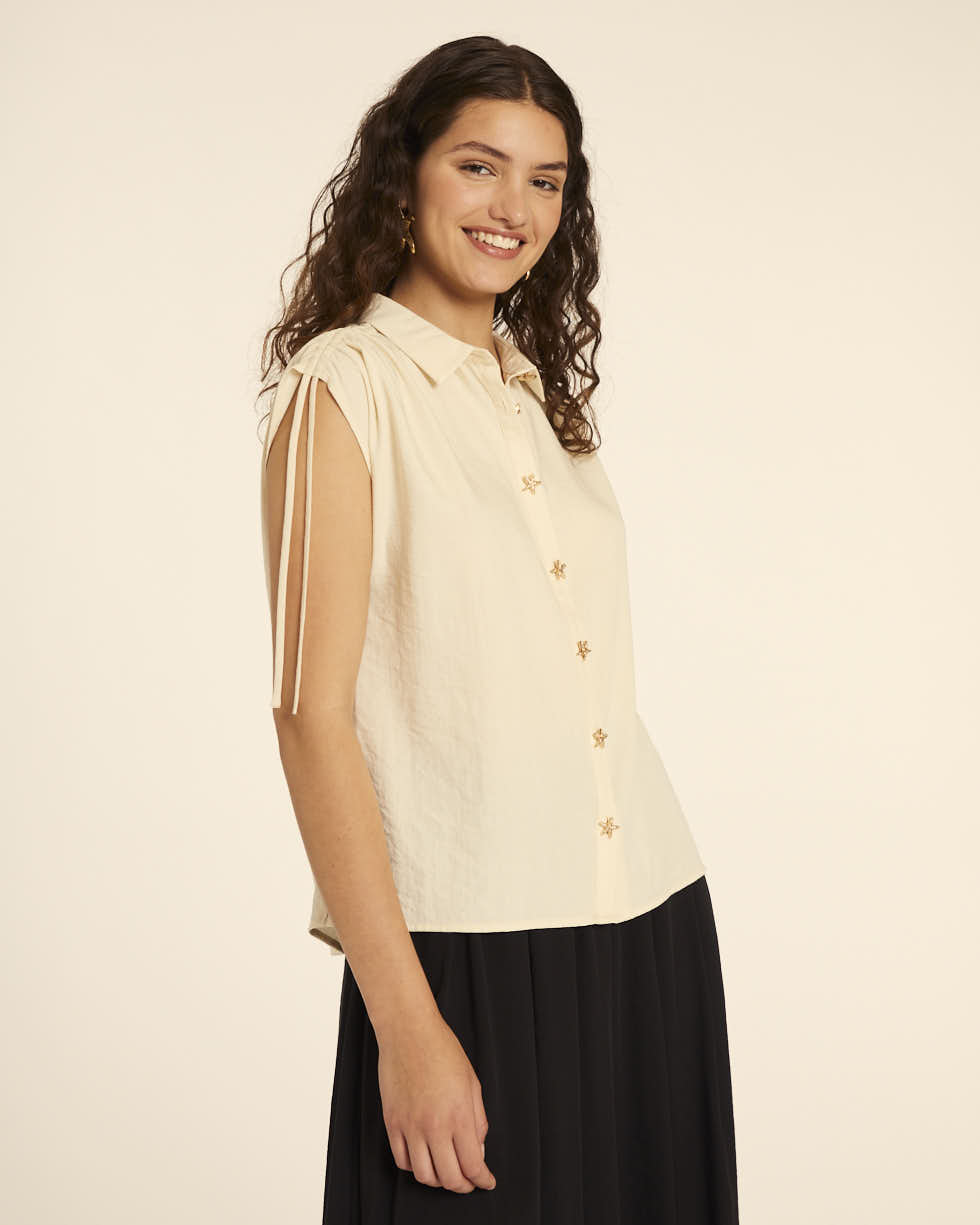 pepaloves CAMISA CON ESTRELLAS CREMA