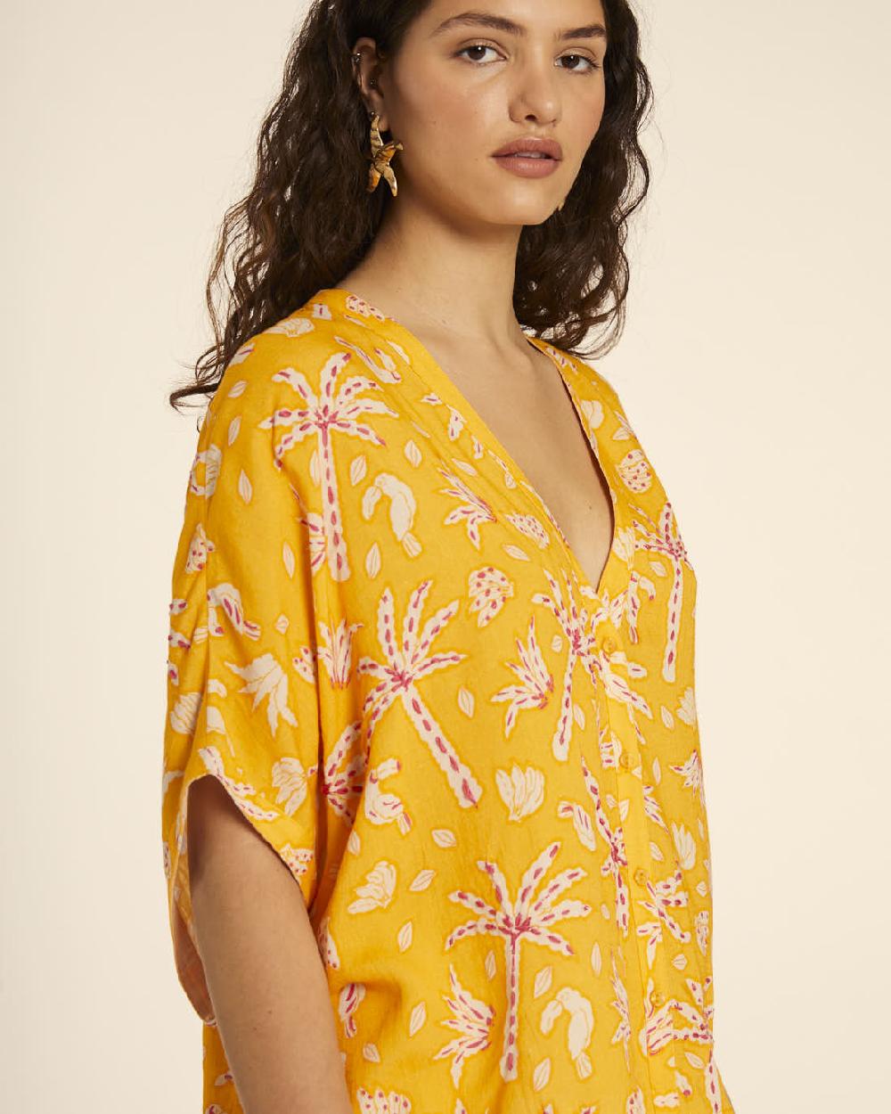 Pepaloves CAMISA KIMONO CON BORDADO PALMERAS