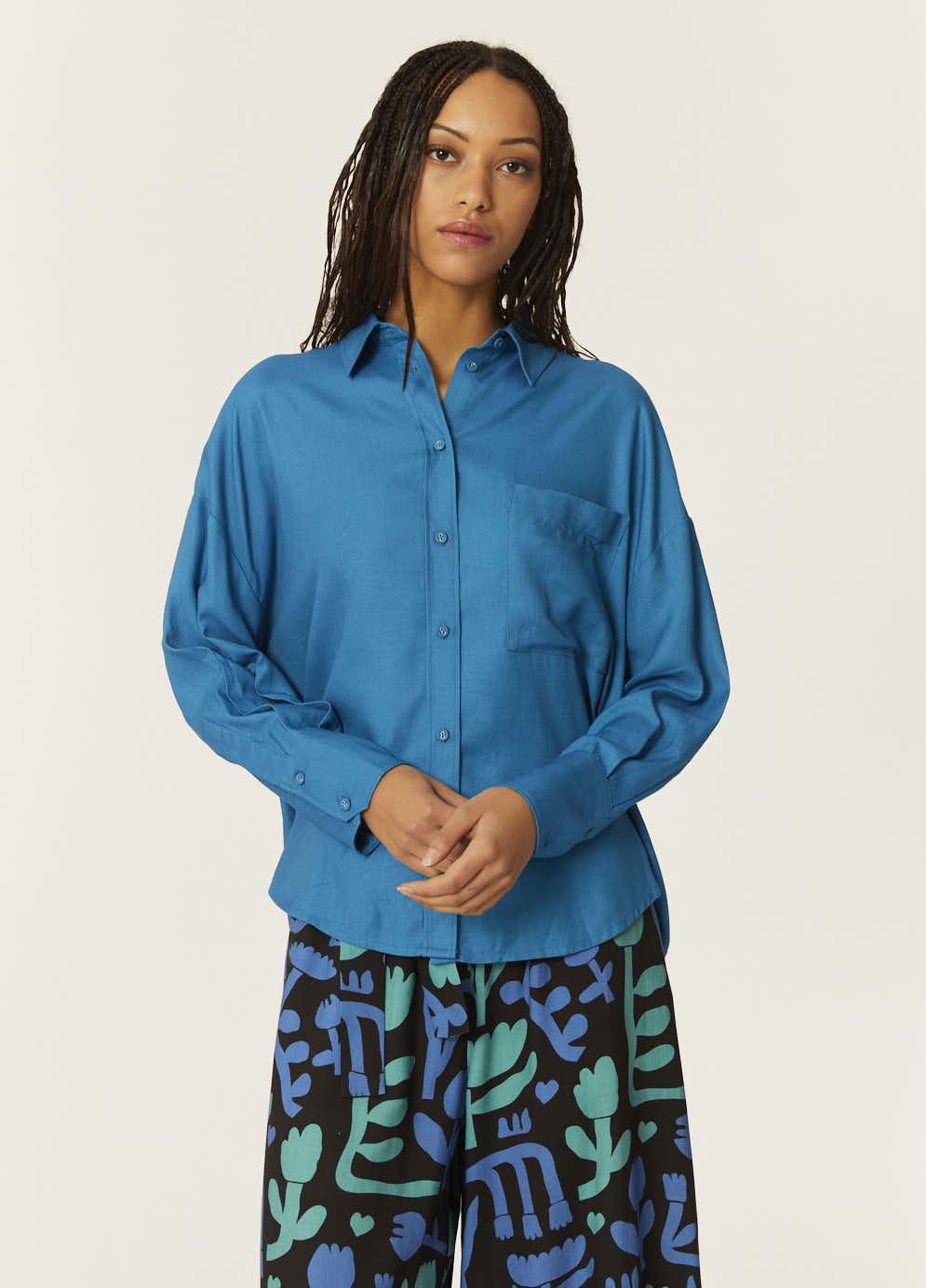 Pepaloves CAMISA OVERSIZE ECOVERO AZUL