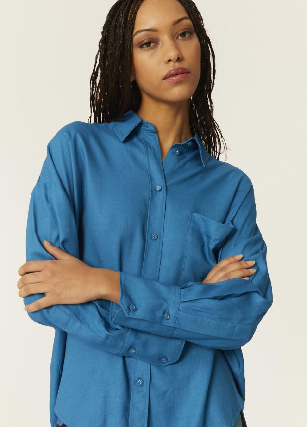 Pepaloves CAMISA OVERSIZE ECOVERO AZUL