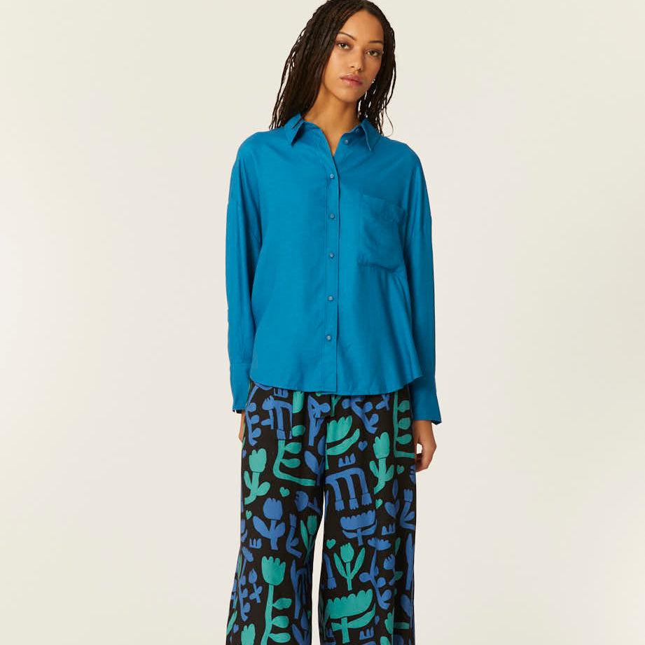 pepaloves CAMISA OVERSIZE ECOVERO AZUL