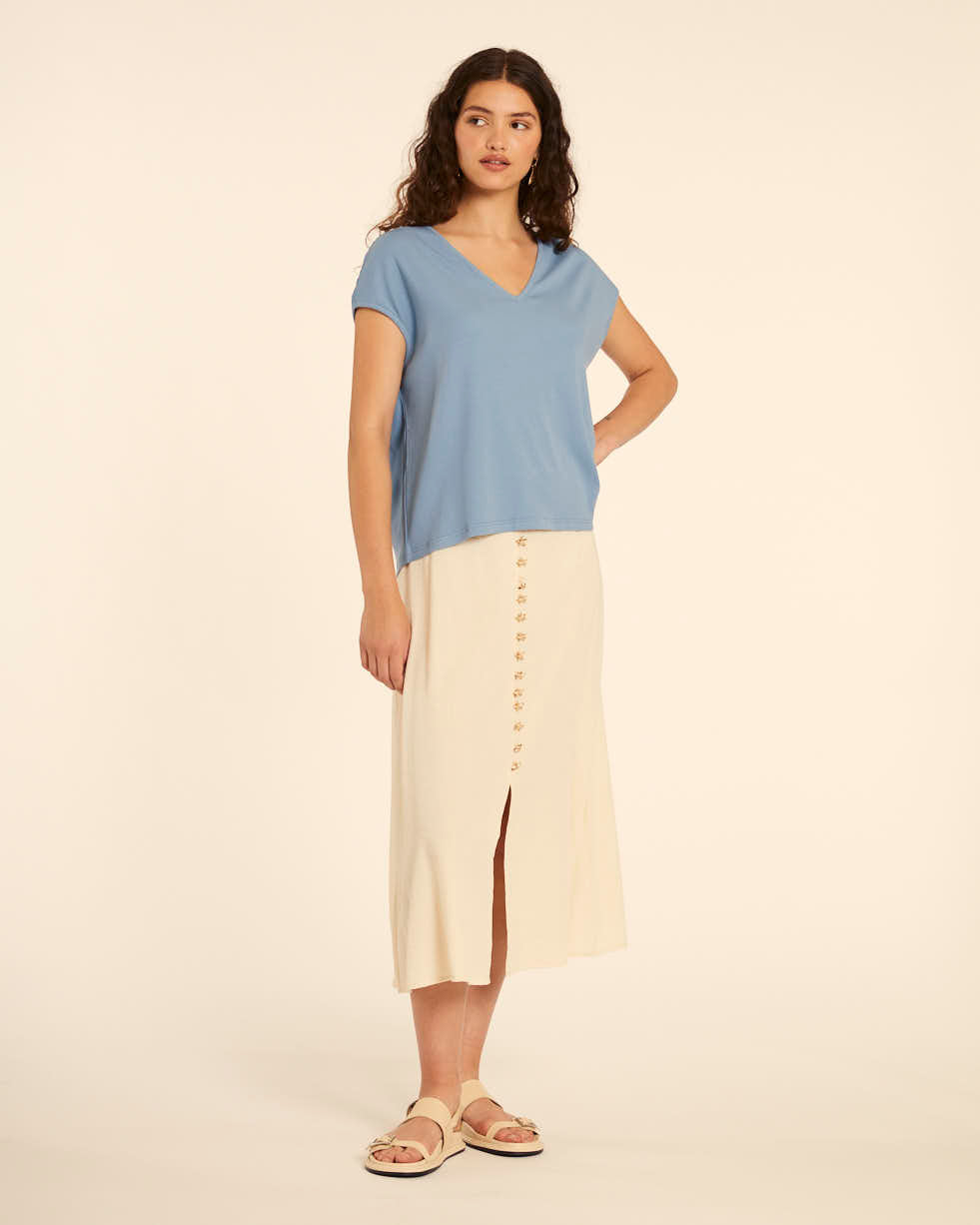 Pepaloves CAMISETA AMPLIA CUELLO PICO AZUL