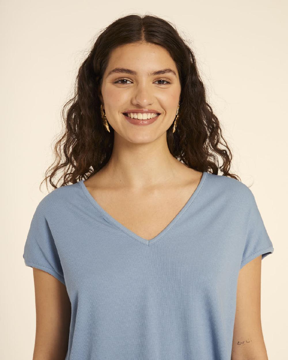 Pepaloves CAMISETA AMPLIA CUELLO PICO AZUL