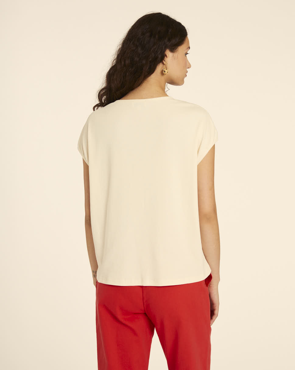 Pepaloves CAMISETA AMPLIA CUELLO PICO CREMA